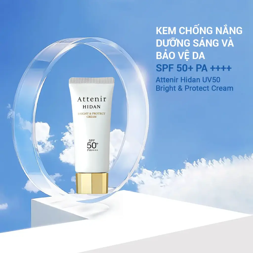 Kem Chống Nắng Dưỡng Sáng Và Bảo Vệ Da SPF 50+ PA ++++ 40g Attenir Hidan UV50 Bright & Protect Cream