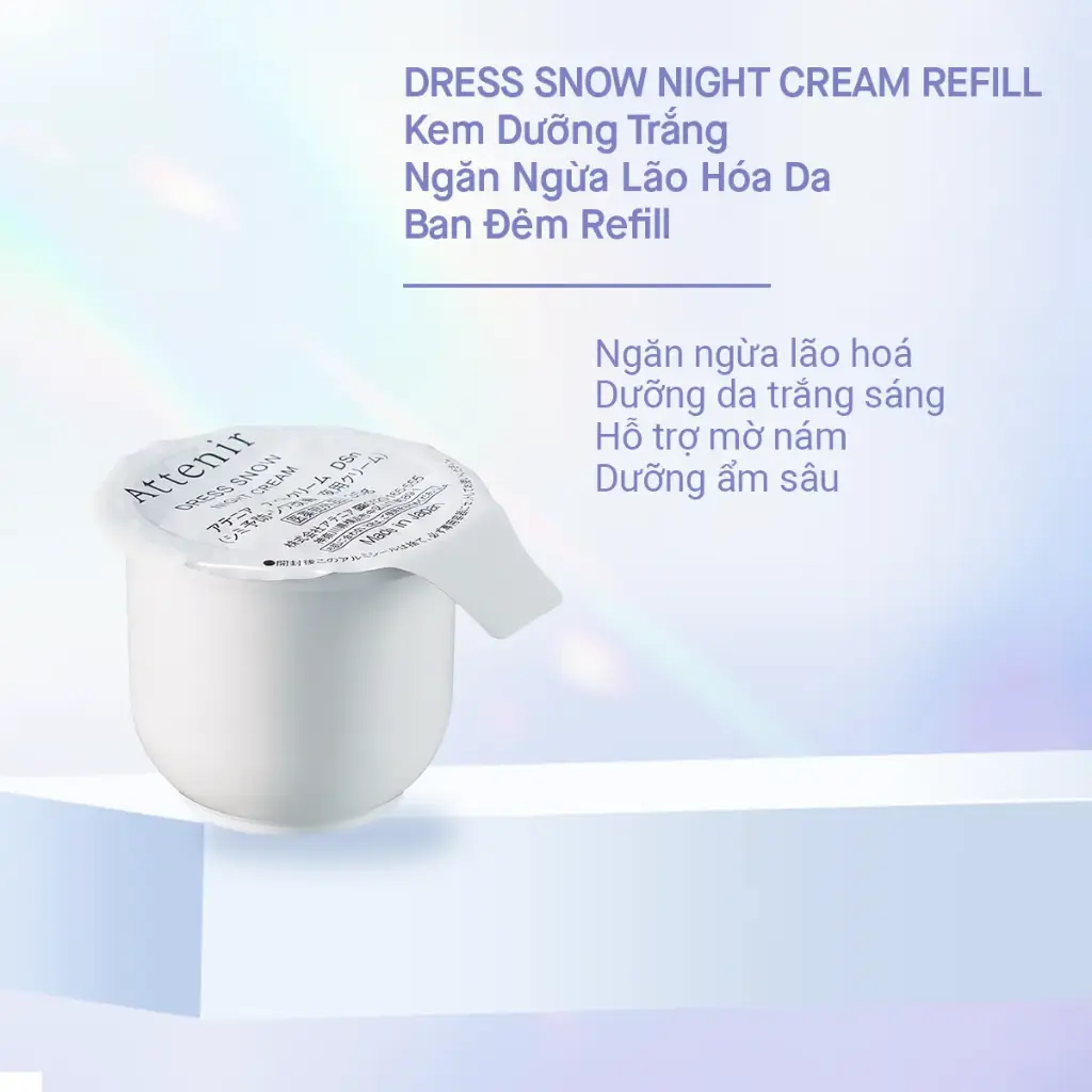 Kem dưỡng trắng ngăn ngừa lão hóa da ban đêm refill 35g Attenir Dress Snow Night Cream Refill