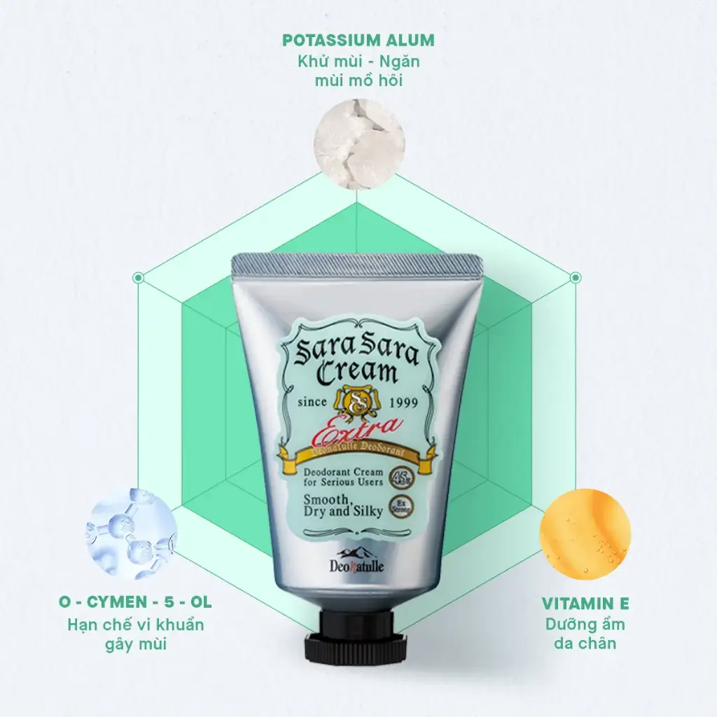 Kem khử mùi kháng khuẩn toàn thân 45G Deonatulle Sara Sara Cream Deodorant