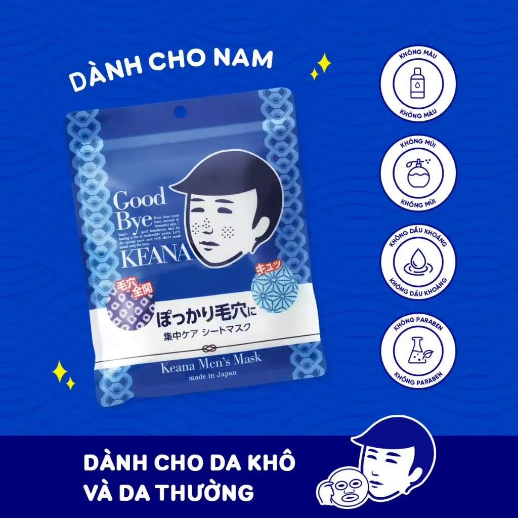 Mặt Nạ Giảm Mụn, Thu Nhỏ Lỗ Chân Lông Cho Nam 10 Miếng Keana Men’s Mask 