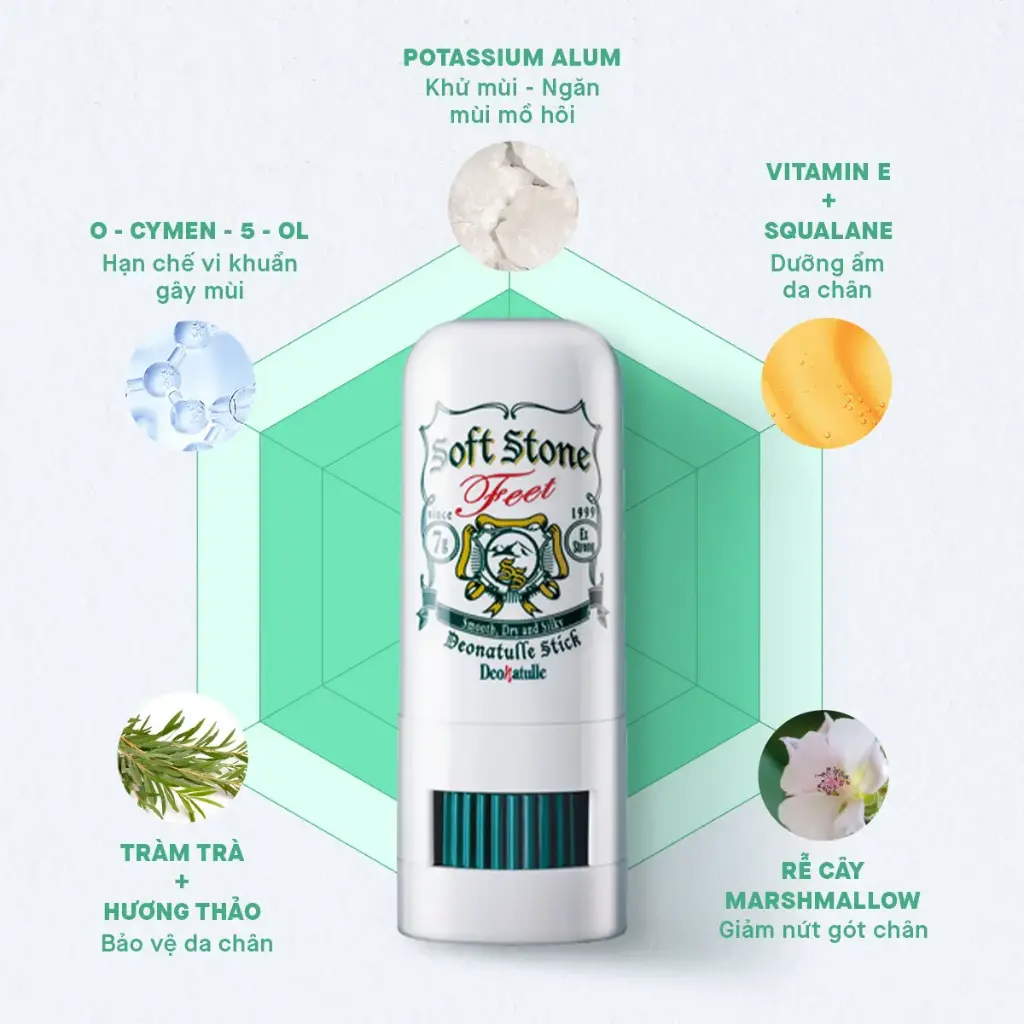 Lăn khử mùi đá khoáng dạng sáp kháng khuẩn giảm mồ hôi cho chân 7G Deonatulle Soft Stone for Feet