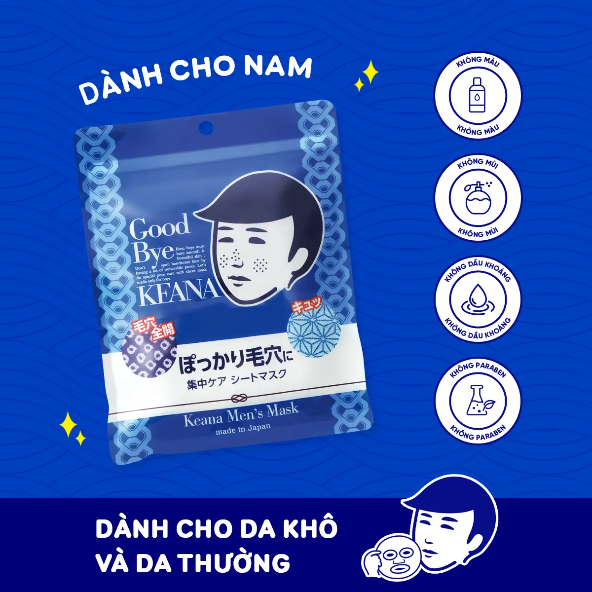 Mặt Nạ Giảm Mụn, Thu Nhỏ Lỗ Chân Lông Cho Nam 10 Miếng Keana Men’s Mask 