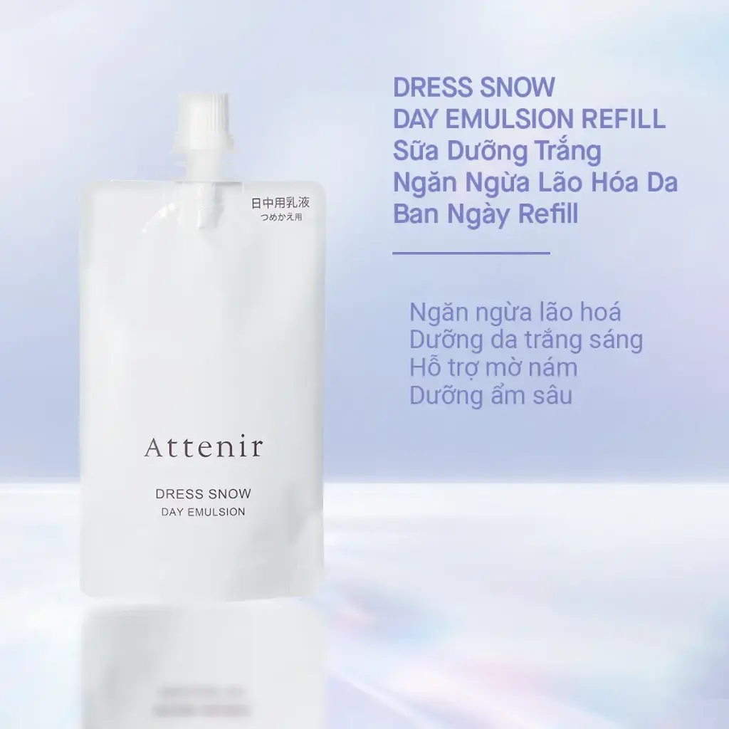 Kem dưỡng trắng ngăn ngừa lão hóa da ban ngày Refill 50ml Attenir Dress Snow Day Emulsion Refill