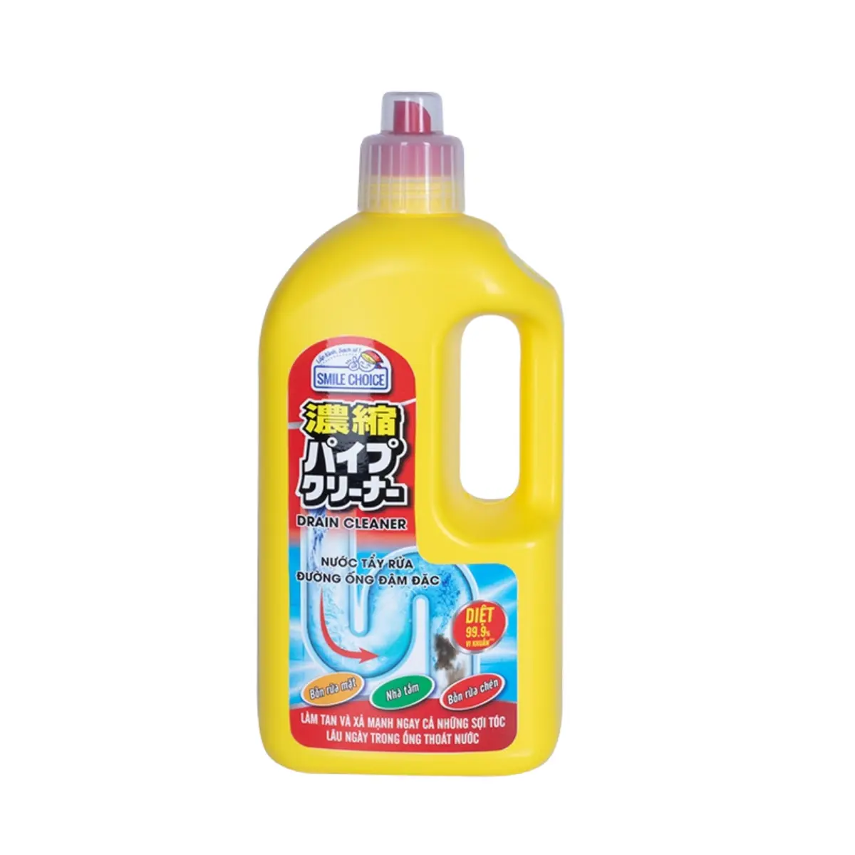 Nước tẩy rửa đường ống đậm đặc Smile Choice Drain Cleanser 1L, diệt 99.9% vi khuẩn